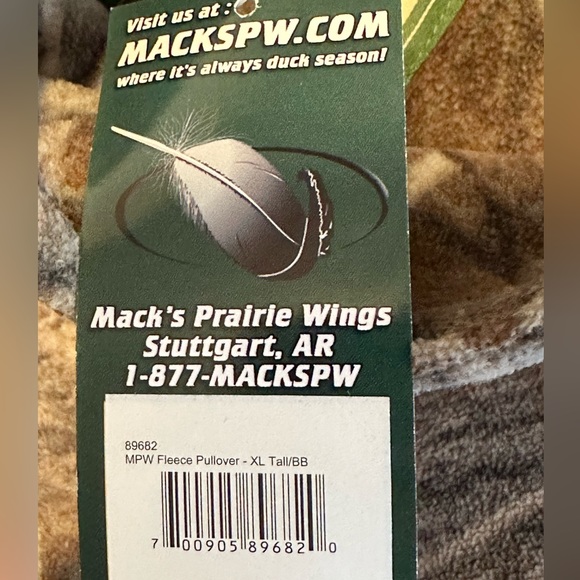 Mack’s Prairie Wings MPW Duck Hunting Camo Fleece Pullover NWT XL Tall - Picture 13 of 15